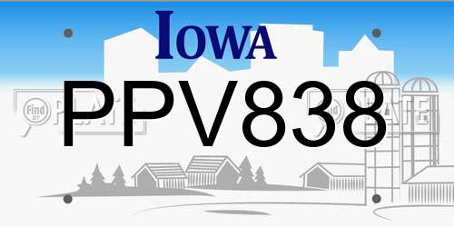 PPV838 Iowa License Plate