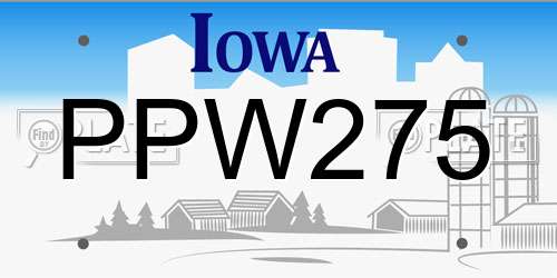 PPW275 Iowa License Plate