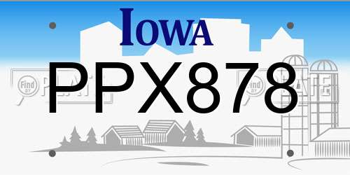 PPX878 Iowa License Plate