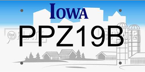 PPZ19B Iowa License Plate
