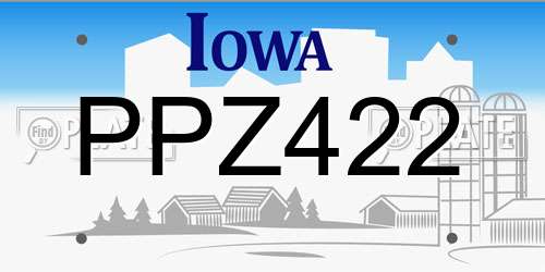 PPZ422 Iowa License Plate