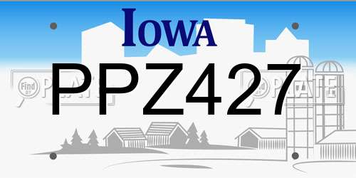 PPZ427 Iowa License Plate