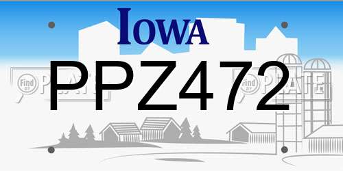 PPZ472 Iowa License Plate