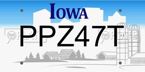 PPZ47T Iowa License Plate