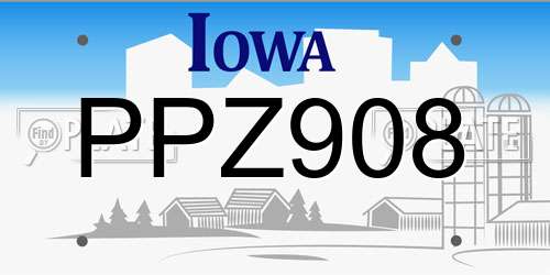 PPZ908 Iowa License Plate