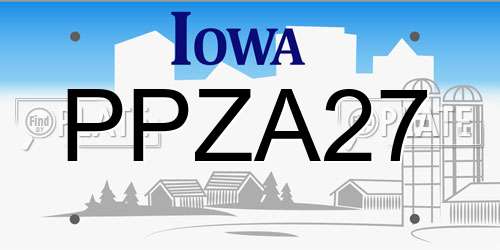 PPZA27 Iowa License Plate