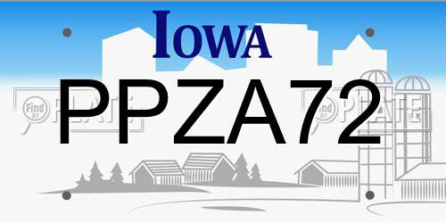 PPZA72 Iowa License Plate
