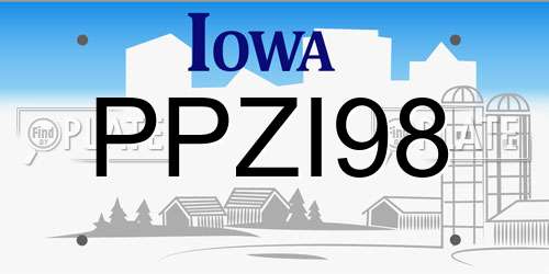 PPZI98 Iowa License Plate