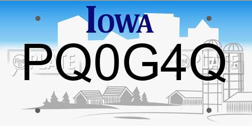 PQ0G4Q Iowa License Plate