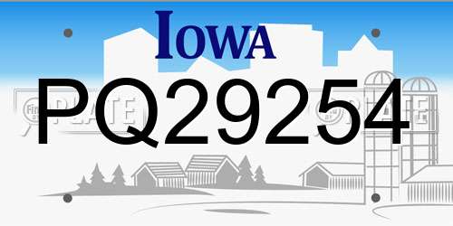 PQ29254 Iowa License Plate