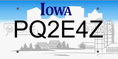 PQ2E4Z Iowa License Plate