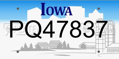 PQ47837 Iowa License Plate