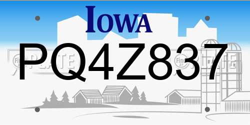 PQ4Z837 Iowa License Plate