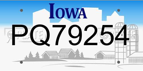 PQ79254 Iowa License Plate