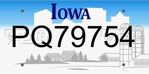 PQ79754 Iowa License Plate