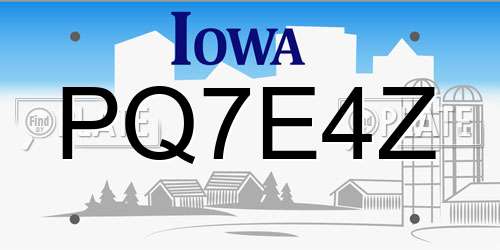 PQ7E4Z Iowa License Plate