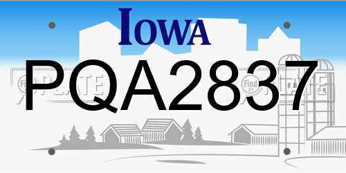 PQA2837 Iowa License Plate