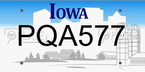 PQA577 Iowa License Plate