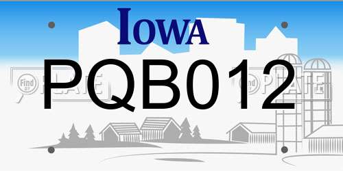 PQB012 Iowa License Plate
