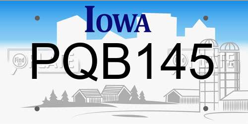 PQB145 Iowa License Plate