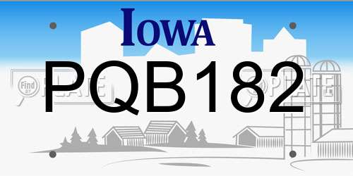 PQB182 Iowa License Plate
