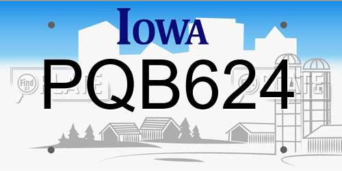 PQB624 Iowa License Plate