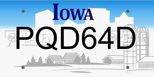 PQD64D Iowa License Plate