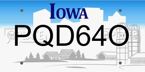 PQD64O Iowa License Plate