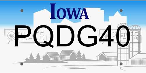 PQDG40 Iowa License Plate