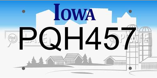 PQH457 Iowa License Plate