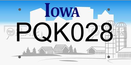 PQK028 Iowa License Plate