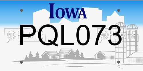 PQL073 Iowa License Plate