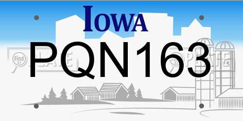 PQN163 Iowa License Plate