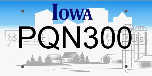 PQN300 Iowa License Plate