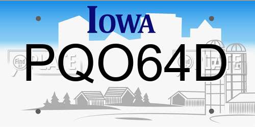 PQO64D Iowa License Plate