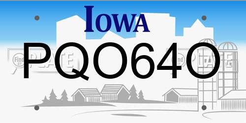 PQO64O Iowa License Plate