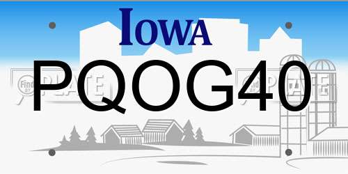 PQOG40 Iowa License Plate