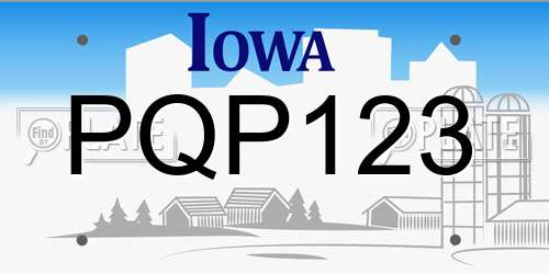 PQP123 Iowa License Plate