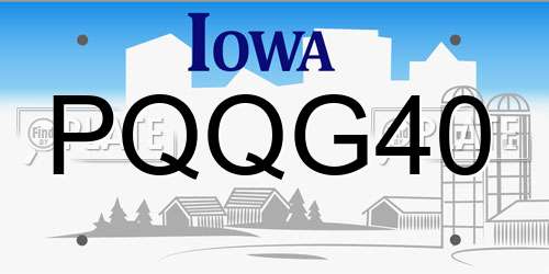PQQG40 Iowa License Plate