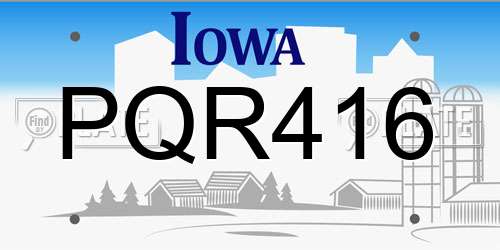 PQR416 Iowa License Plate