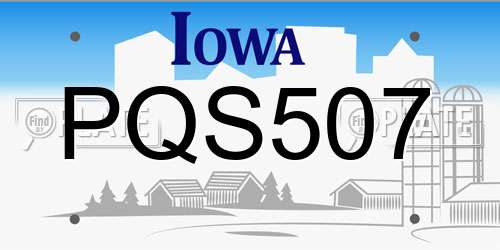 PQS507 Iowa License Plate