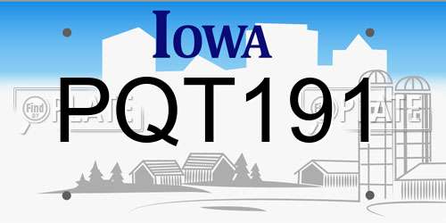PQT191 Iowa License Plate