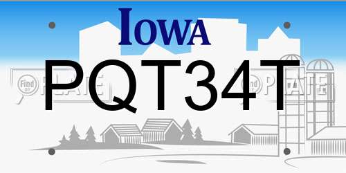 PQT34T Iowa License Plate