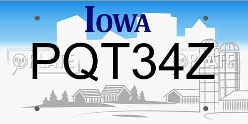 PQT34Z Iowa License Plate