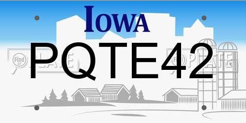 PQTE42 Iowa License Plate