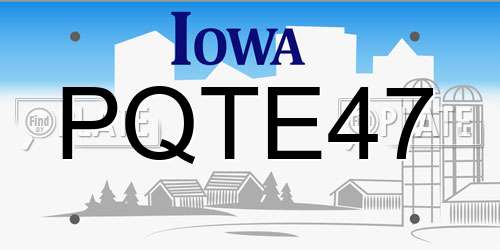 PQTE47 Iowa License Plate