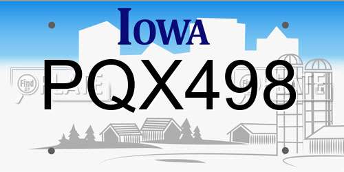 PQX498 Iowa License Plate