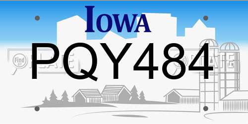 PQY484 Iowa License Plate
