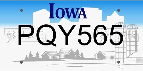 PQY565 Iowa License Plate