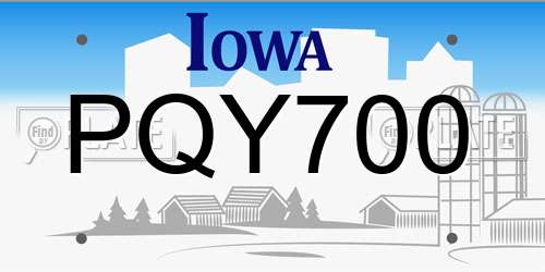 PQY700 Iowa License Plate